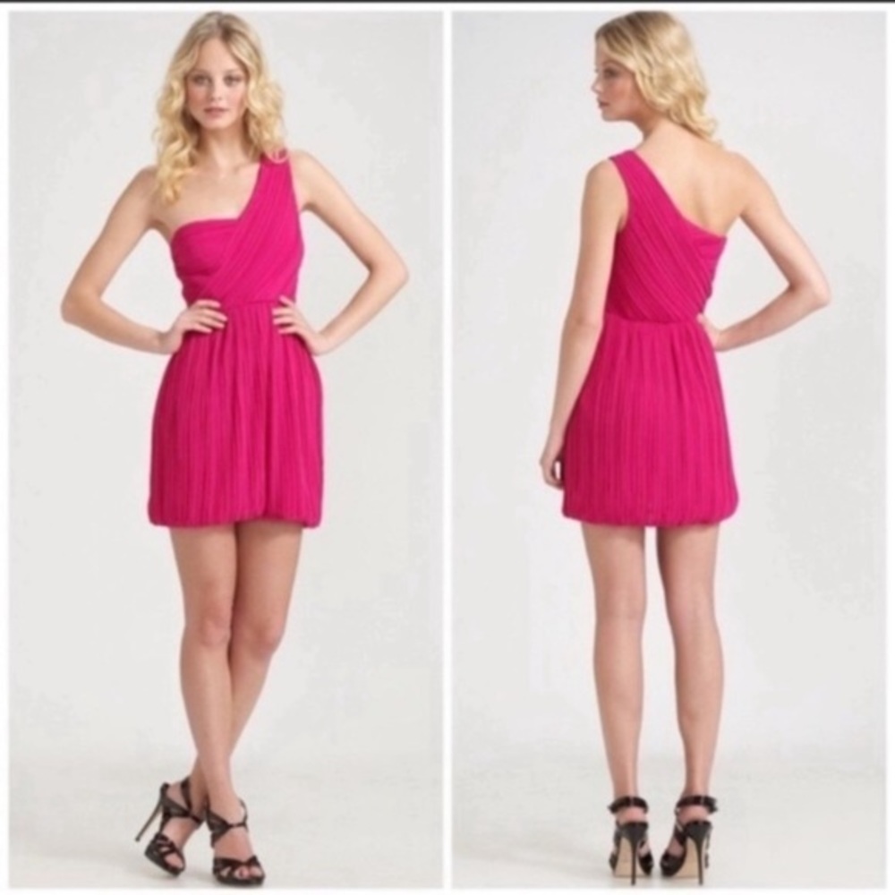Theory Taliana Georgette Pink Silk Shoulder dress